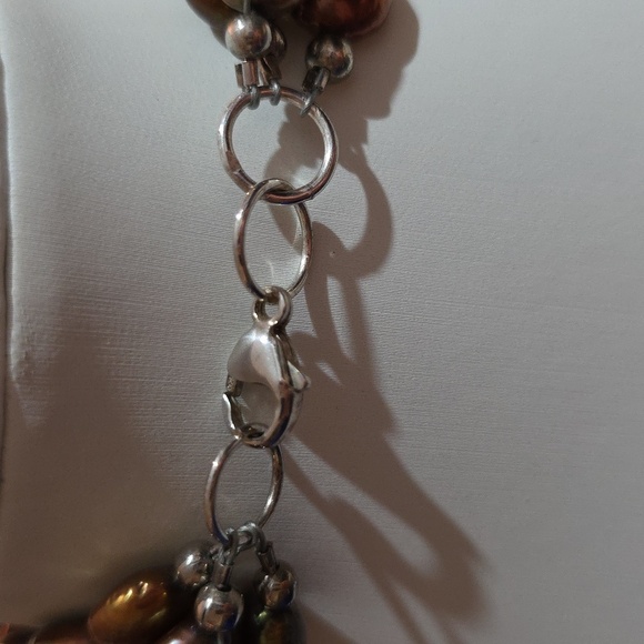 NATURAL COPPER CHOCOLATE SOUTH SEA BAROQUE PEARLS 16IN STERLING 925 CLASP - Picture 4 of 5